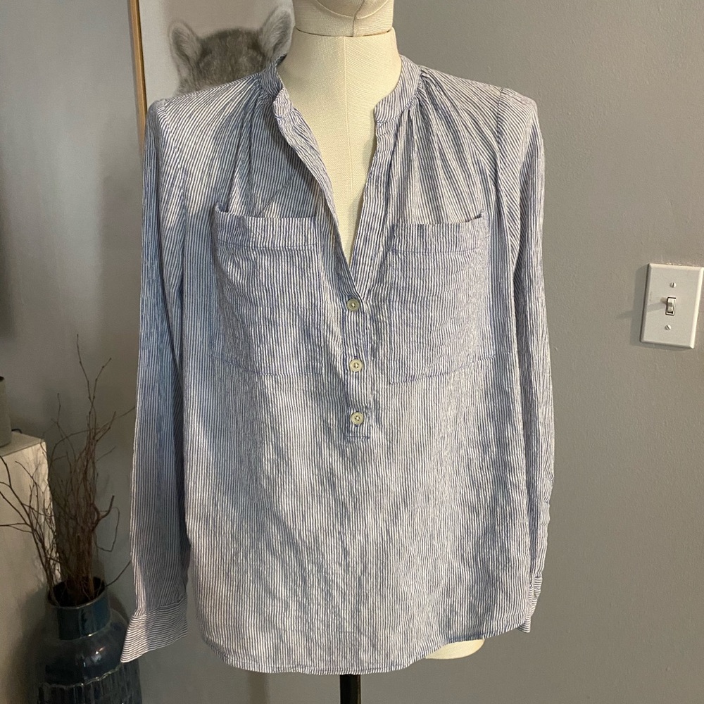 Michael Kors Pinstripe Cotton Gauze Shirt